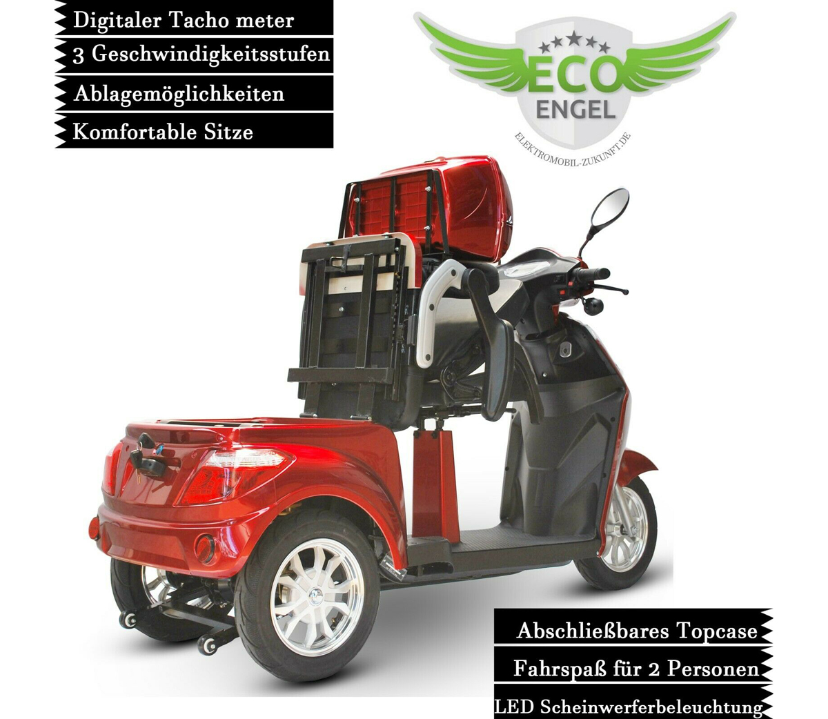 ECO ENGEL 503 Rot, Elektromobil 1000 Watt, 25 km/h – Bild 9