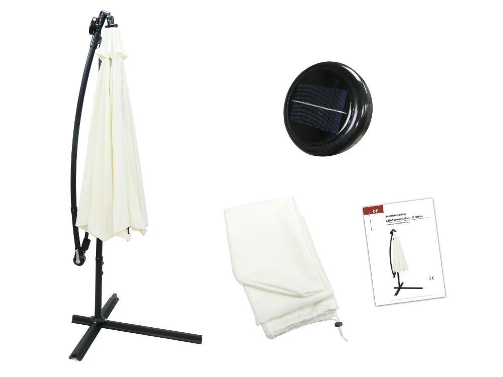 Luxus Sonnenschirm mit LED Beleuchtung Ampelschirm 300 cm Rot – Bild 2