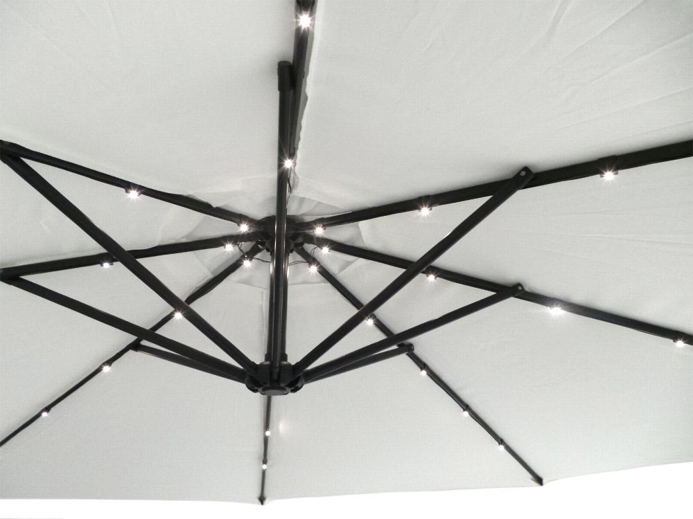 Luxus Sonnenschirm mit LED Beleuchtung Ampelschirm 300 cm Rot – Bild 4