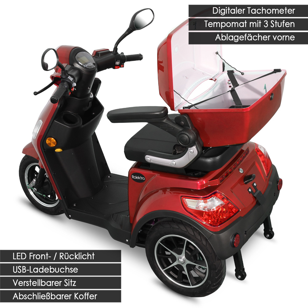 Rolektro E-Trike 25 V.2 Blei-Gel, Rot – Bild 6