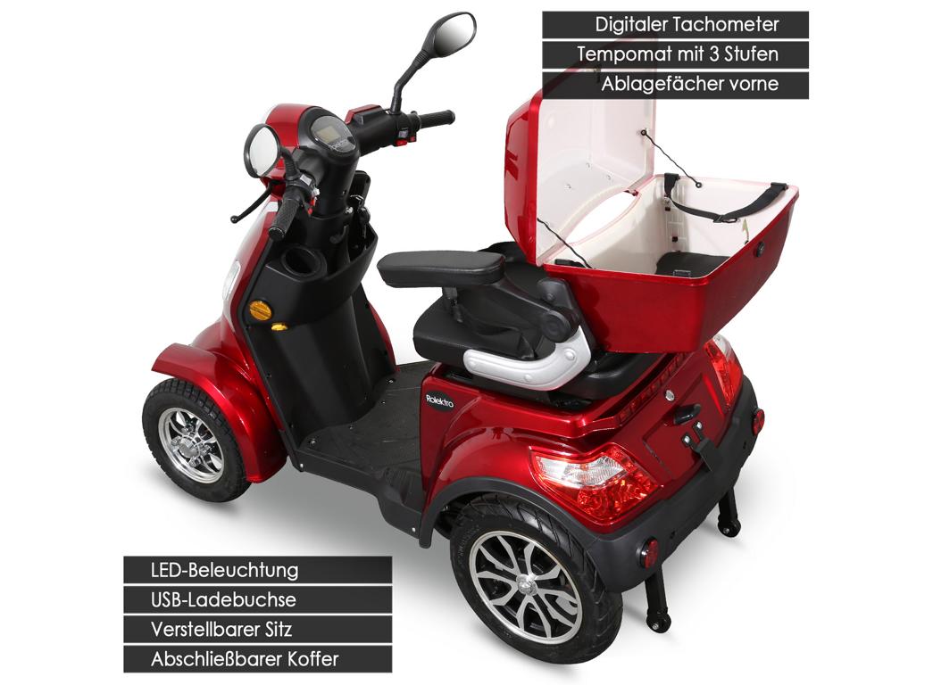 Rolektro, E-Quad 25 V.2, Rot, Bleigel Akkus, 1000 Watt, 25 km/h – Bild 4