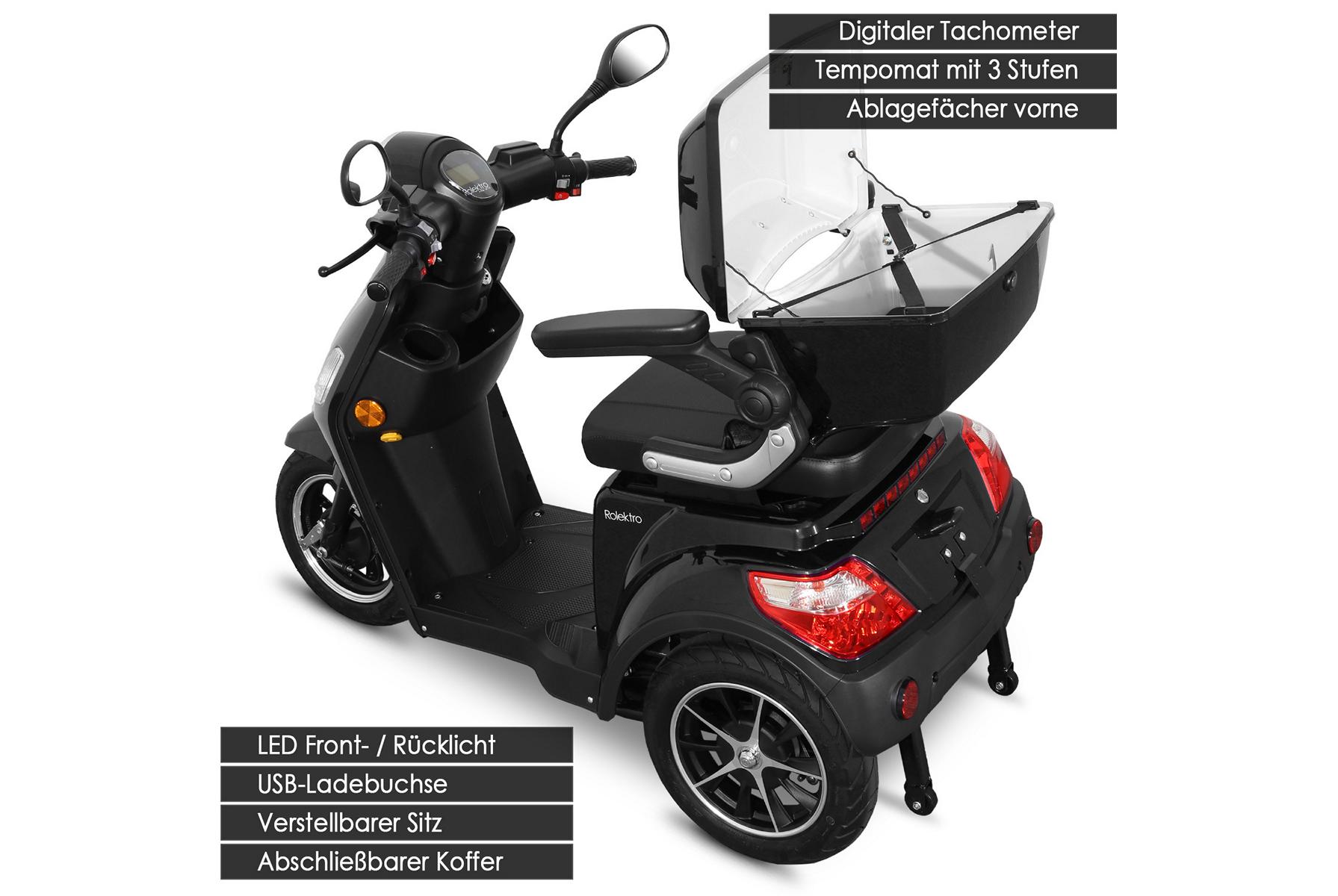 Rolektro, E-Trike 25 V.2, Schwarz, Bleigel Akkus, 1000 Watt – Bild 6