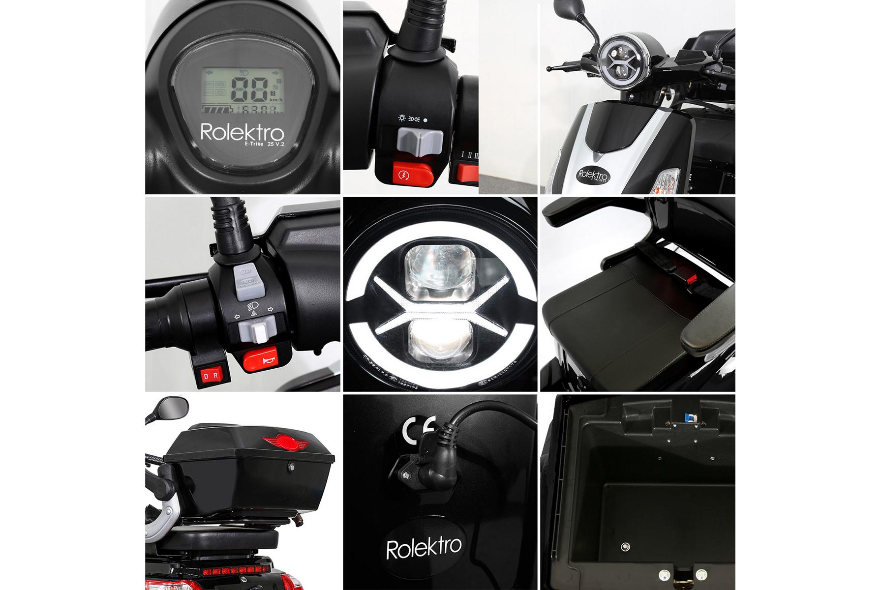 Rolektro, E-Trike 25 V.2, Schwarz, Bleigel Akkus, 1000 Watt – Bild 9