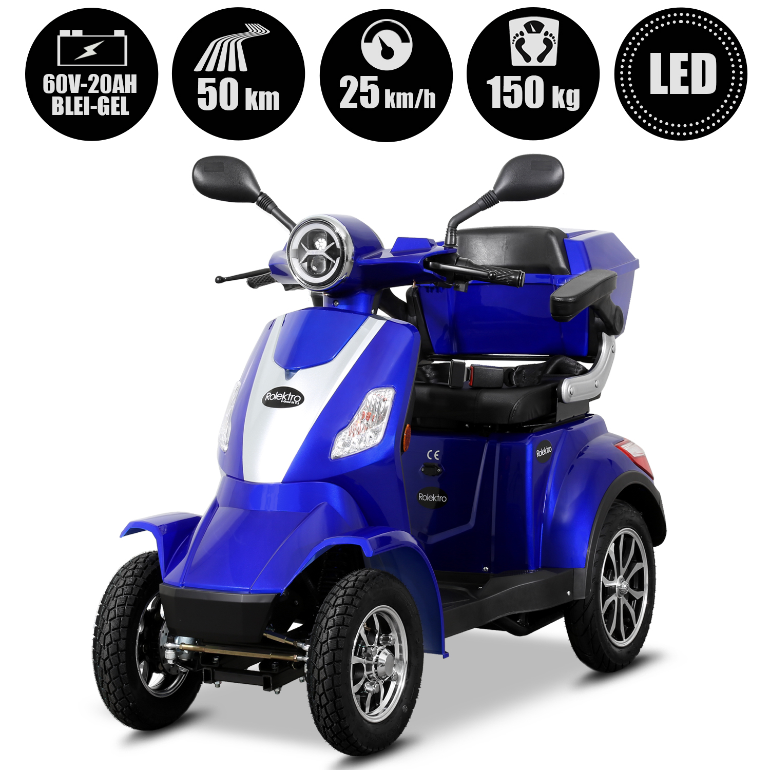 Rolektro E-Quad 25, Blau, Bleigel Akkus, 1000 Watt – Bild 6