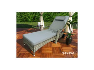 Polyrattan Gartenliege Sonnenliege "Relax" grau