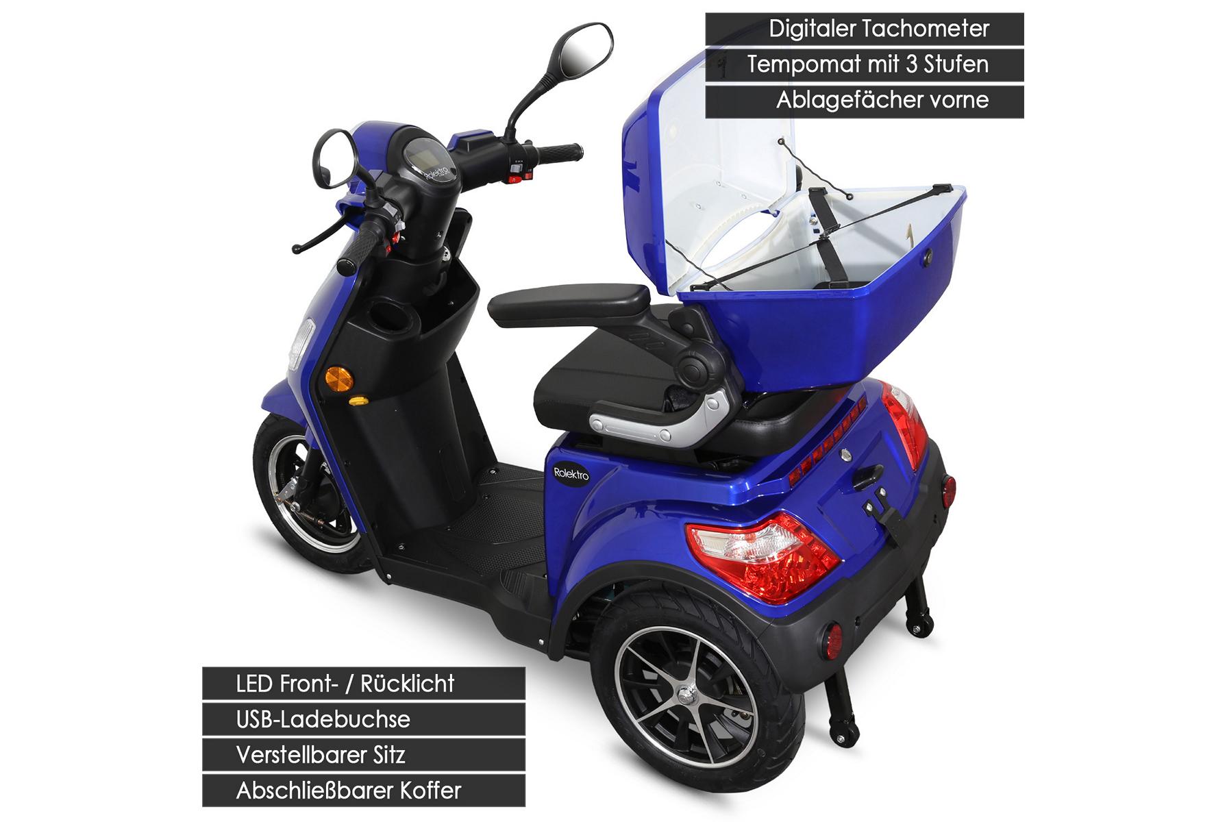 Rolektro, E-Trike 25 V.2, Blau, 25 km/h 1000 Watt – Bild 5