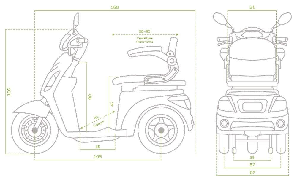 ECONELO S1000 Elektromobil , 25 km/h, 1000W, Braun – Bild 7