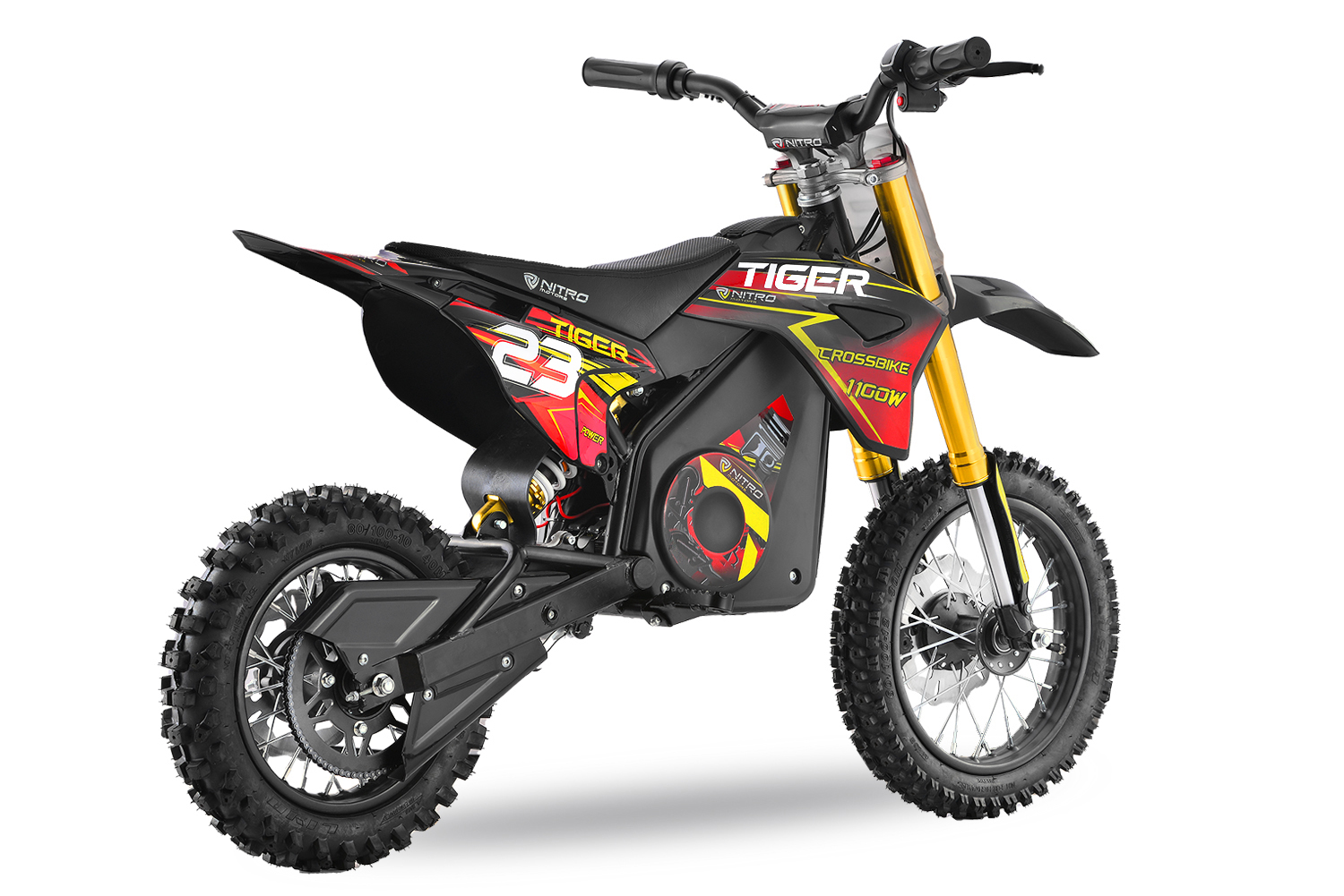 Elektro Crossbike, Nitro Motors Tiger Deluxe Eco Dirtbike 1100W 36V 12/10 Zoll Lithium Akku – Bild 4