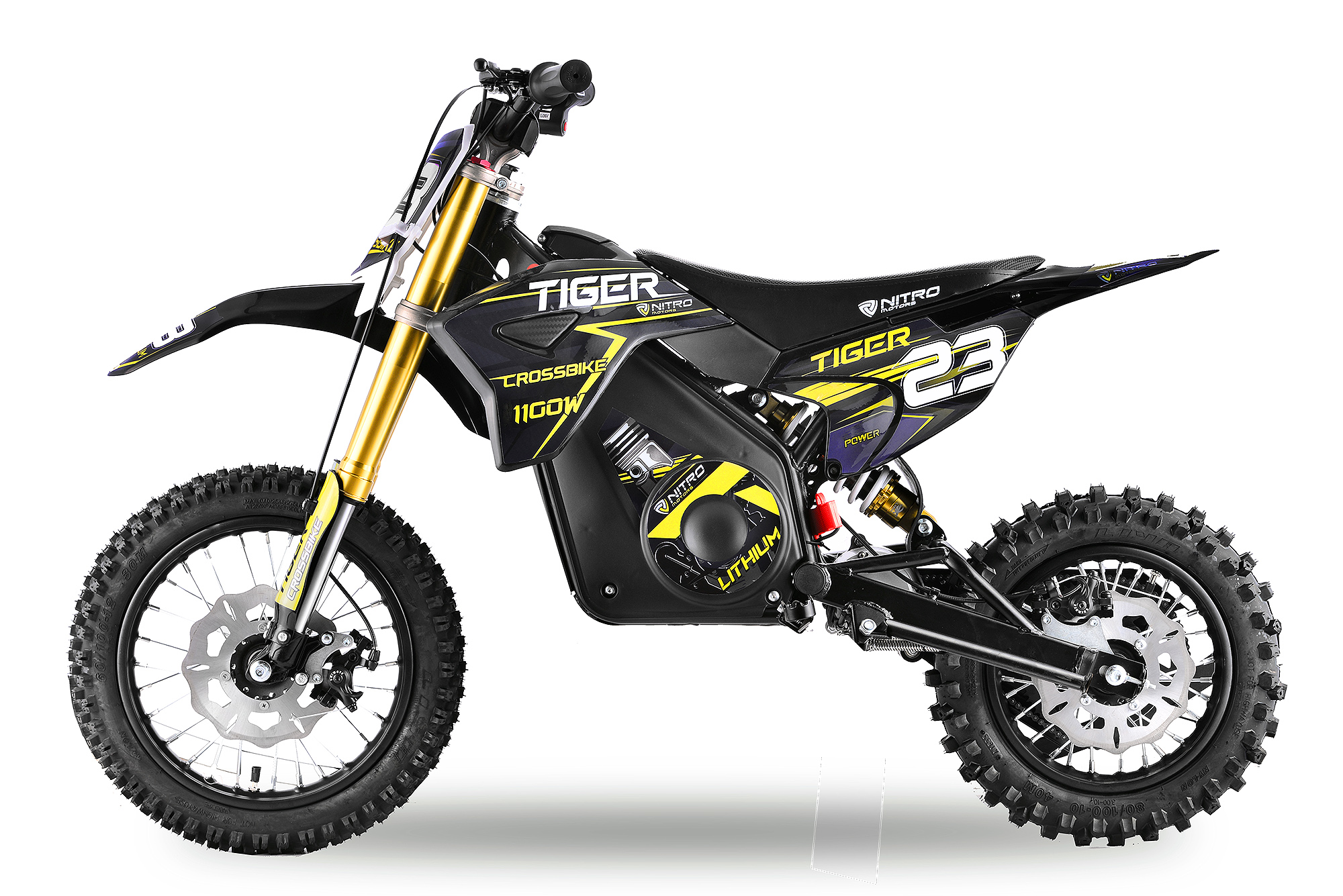 Elektro Crossbike, Nitro Motors Tiger Deluxe Eco Dirtbike 1100W 36V 12/10 Zoll Lithium Akku – Bild 5