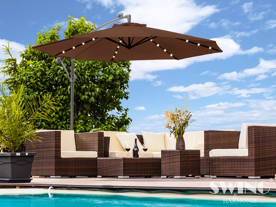 Sonnenschirm mit LED Beleuchtung Ampelschirm 350 cm – Bild 6