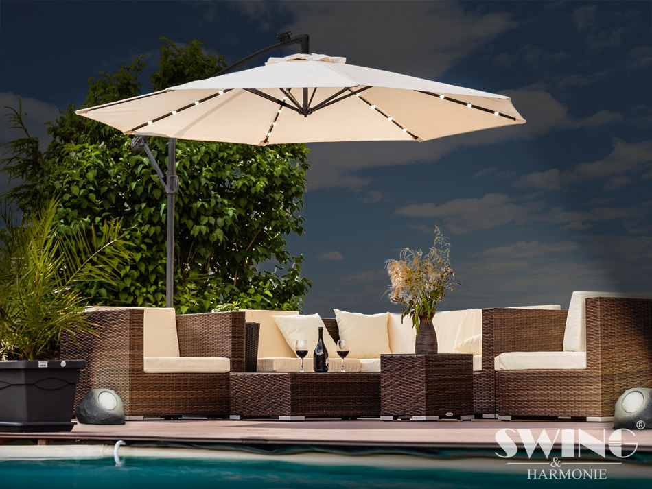 Sonnenschirm mit LED Beleuchtung Ampelschirm 350 cm – Bild 7