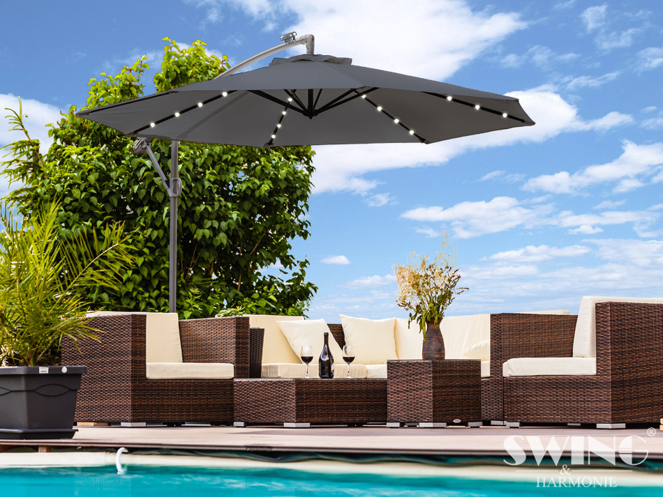 Sonnenschirm mit LED Beleuchtung Ampelschirm 350 cm – Bild 2