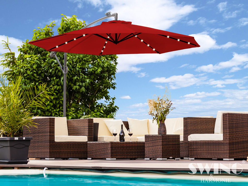 Sonnenschirm mit LED Beleuchtung Ampelschirm 350 cm – Bild 5