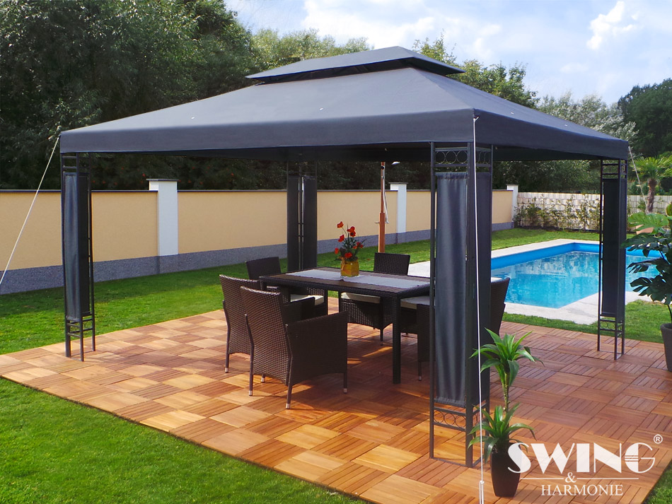 LED- Pavillon 3x4m Milano, 3x4m Pavillion Solar Beleuchtung Gartenzelt – Bild 3