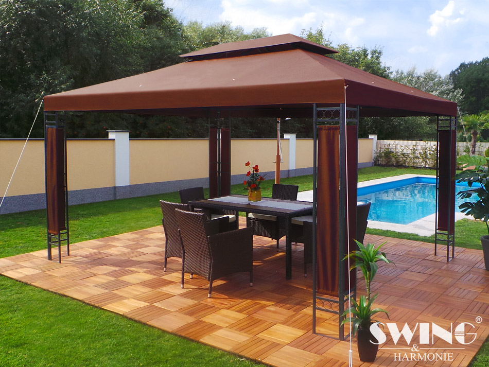 LED- Pavillon 3x4m Milano, 3x4m Pavillion Solar Beleuchtung Gartenzelt – Bild 4