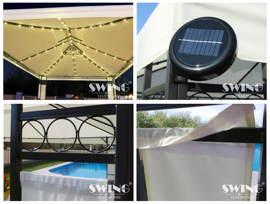 LED- Pavillon 3x4m Milano, 3x4m Pavillion Solar Beleuchtung Gartenzelt – Bild 5