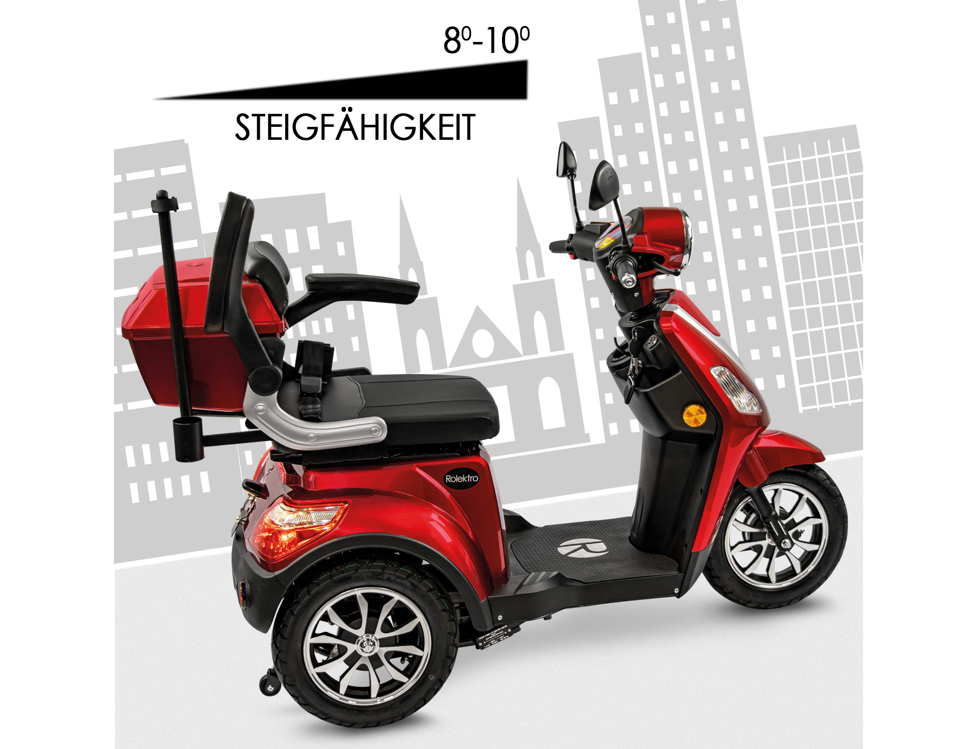 Rolektro, E-Trike 25 V.3 Lithium, Rot, 1000 Watt – Bild 5