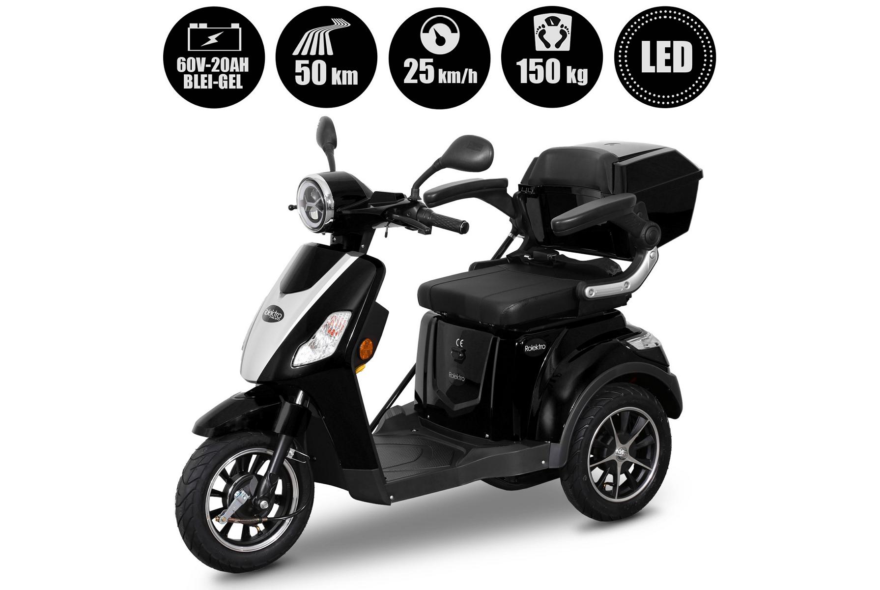 Rolektro, E-Trike 25 V.2, Schwarz, Bleigel Akkus, 1000 Watt – Bild 4
