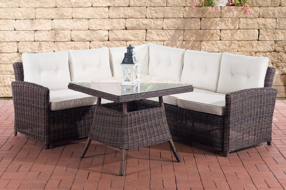 Eckgarnitur Sierra Rundrattan cremeweiß , braun-meliert – Bild 2