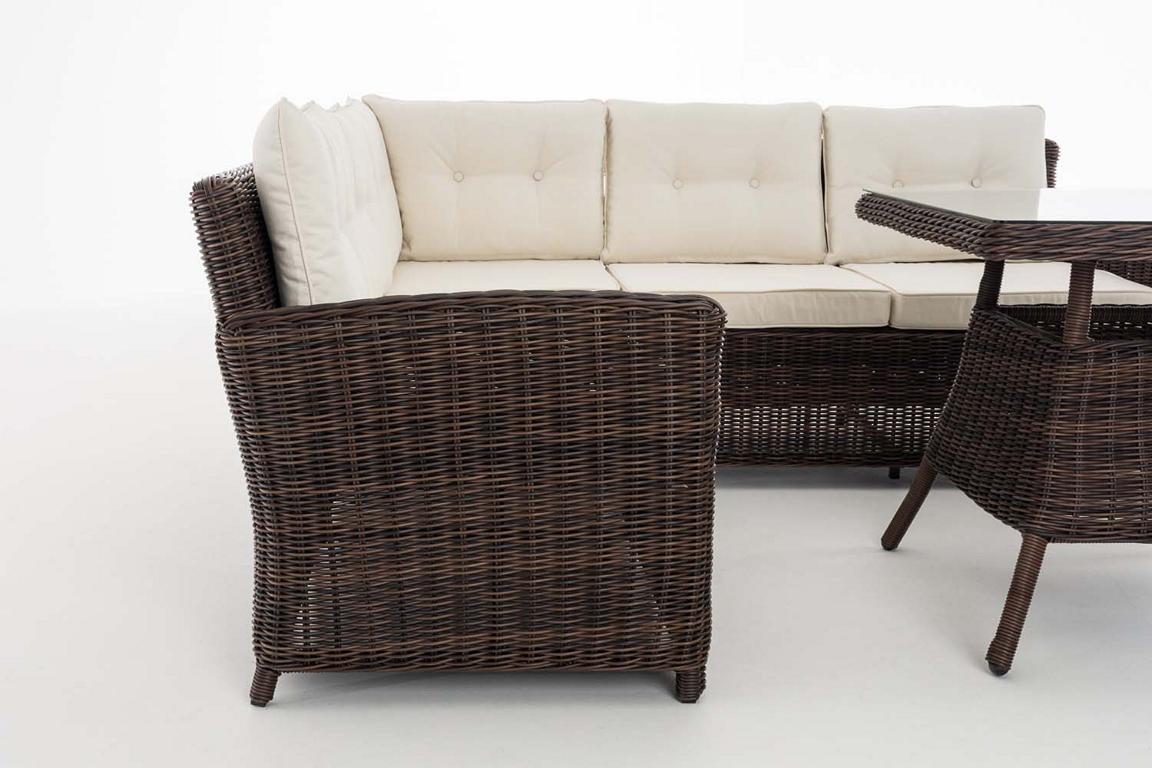 Eckgarnitur Sierra Rundrattan cremeweiß , braun-meliert – Bild 3