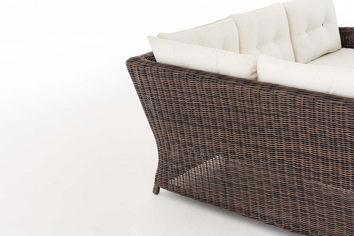 Eckgarnitur Sierra Rundrattan cremeweiß , braun-meliert – Bild 4