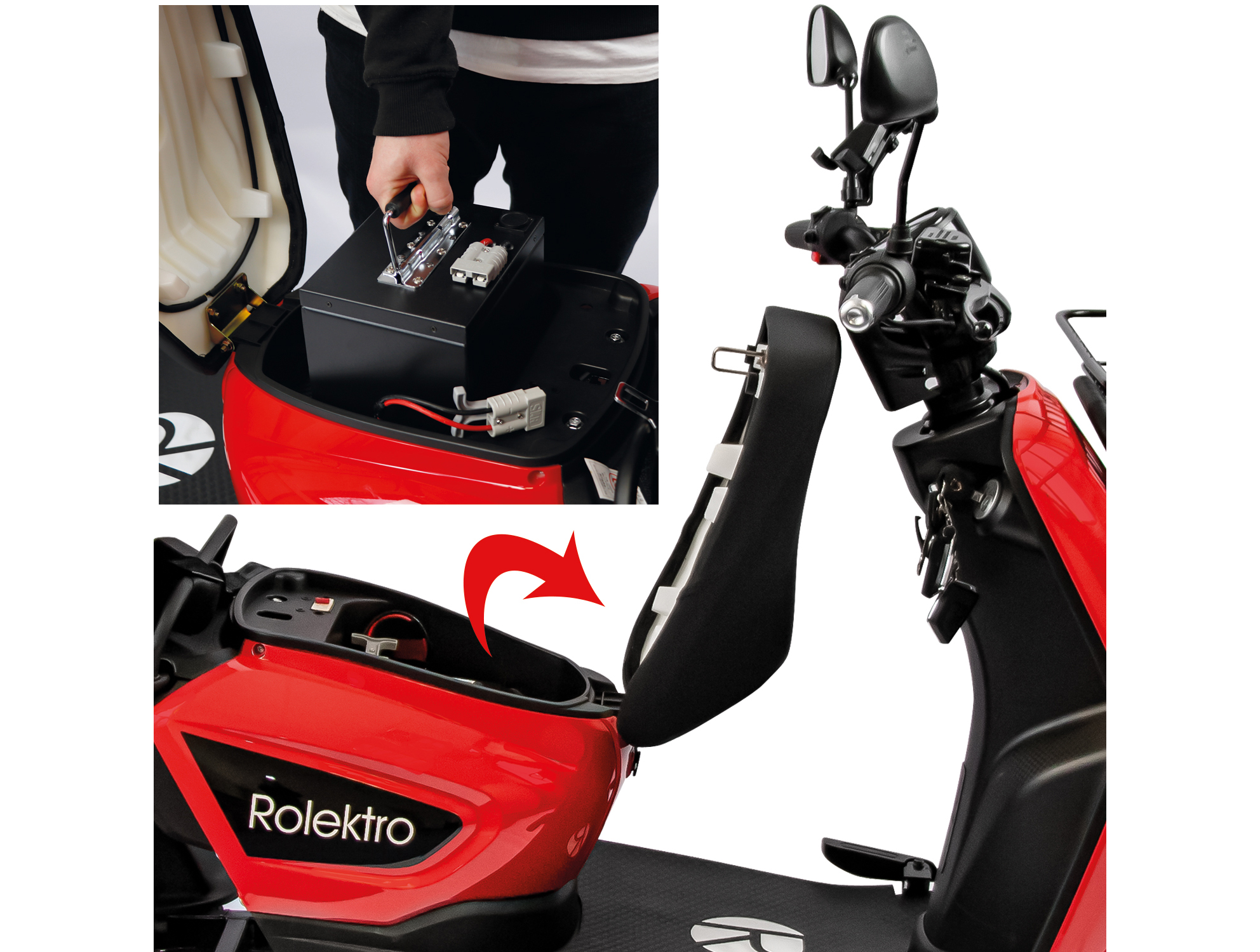 Rolektro, E-Carrier 25 V.3 Lithium, Rot, ohne Koffer, 1000 Watt – Bild 4