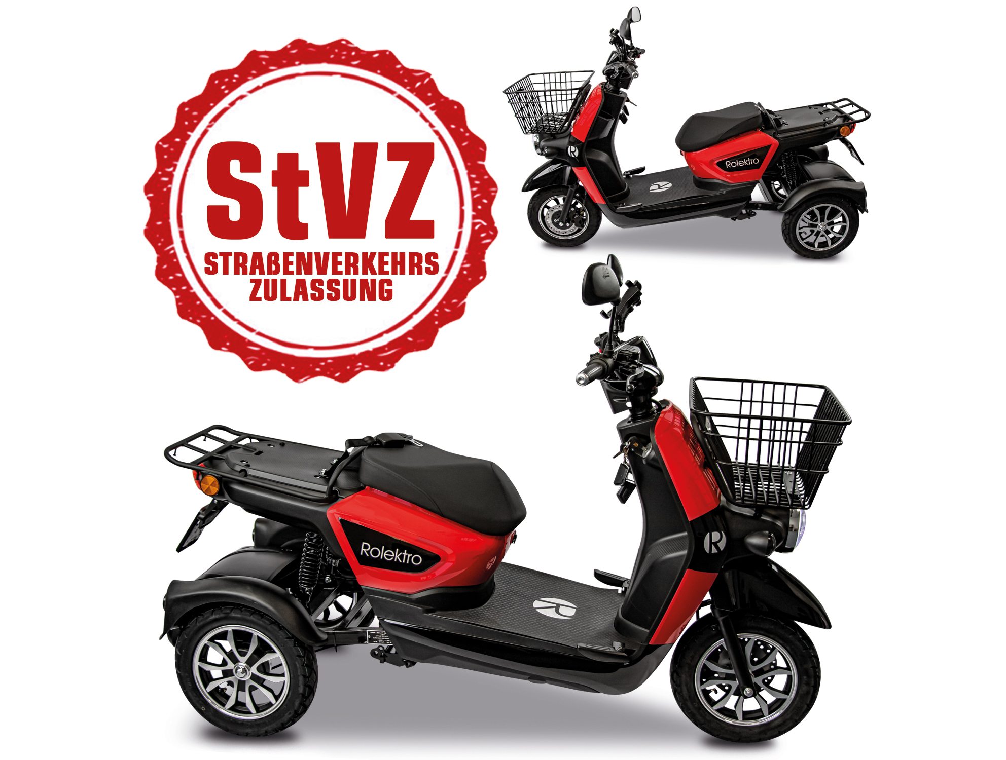 Rolektro, E-Carrier 25 V.3 Lithium, Rot, ohne Koffer, 1000 Watt – Bild 5