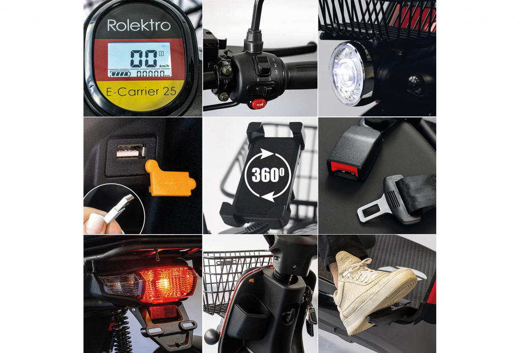 Rolektro, E-Carrier 25 V.3 Lithium, Rot, ohne Koffer, 1000 Watt – Bild 8