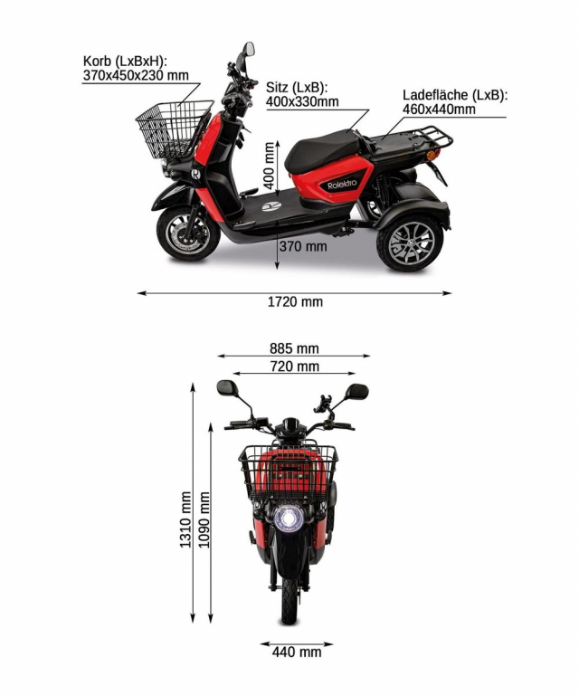 Rolektro, E-Carrier 25 V.3 Lithium, Rot, ohne Koffer, 1000 Watt – Bild 10