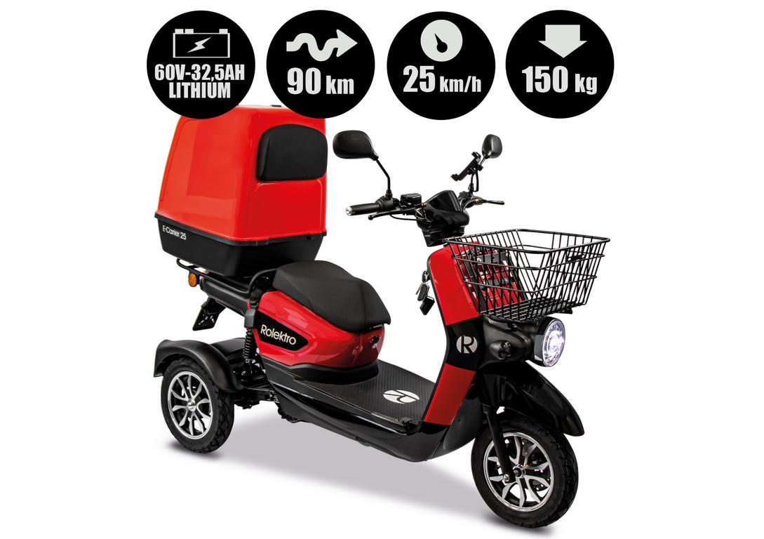 Rolektro E-Carrier 25 V.3 Lithium, Rot, mit XXL-Koffer – Bild 3