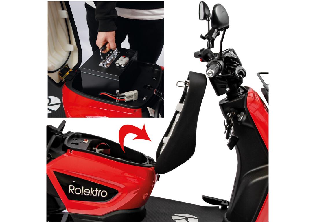 Rolektro E-Carrier 25 V.3 Lithium, Rot, mit XXL-Koffer – Bild 6
