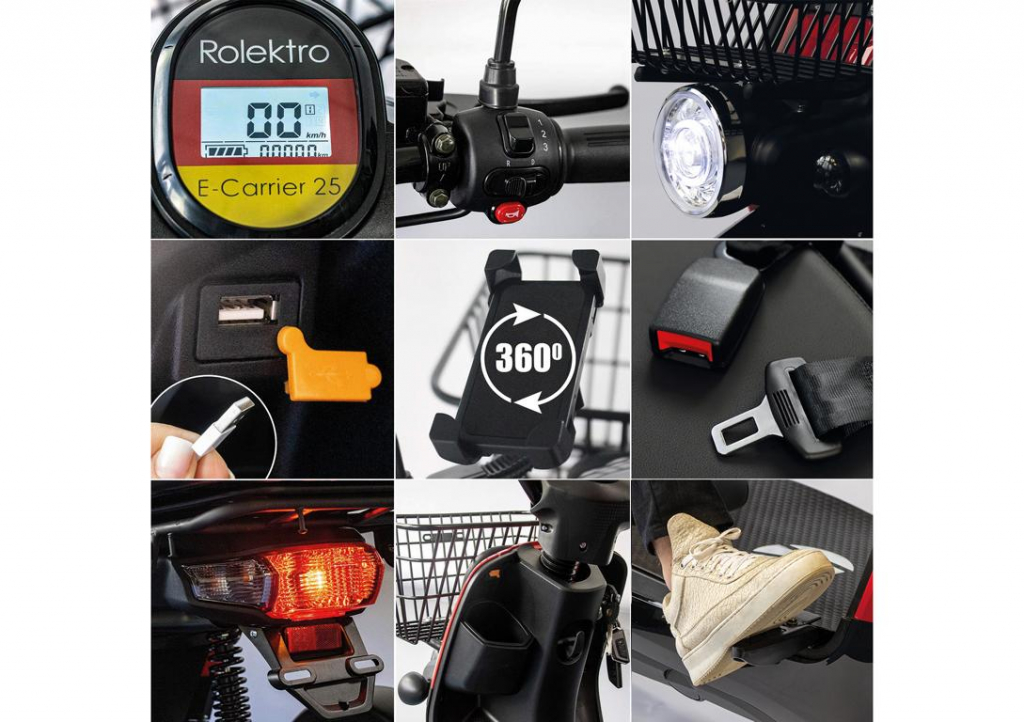 Rolektro E-Carrier 25 V.3 Lithium, Rot, mit XXL-Koffer – Bild 9