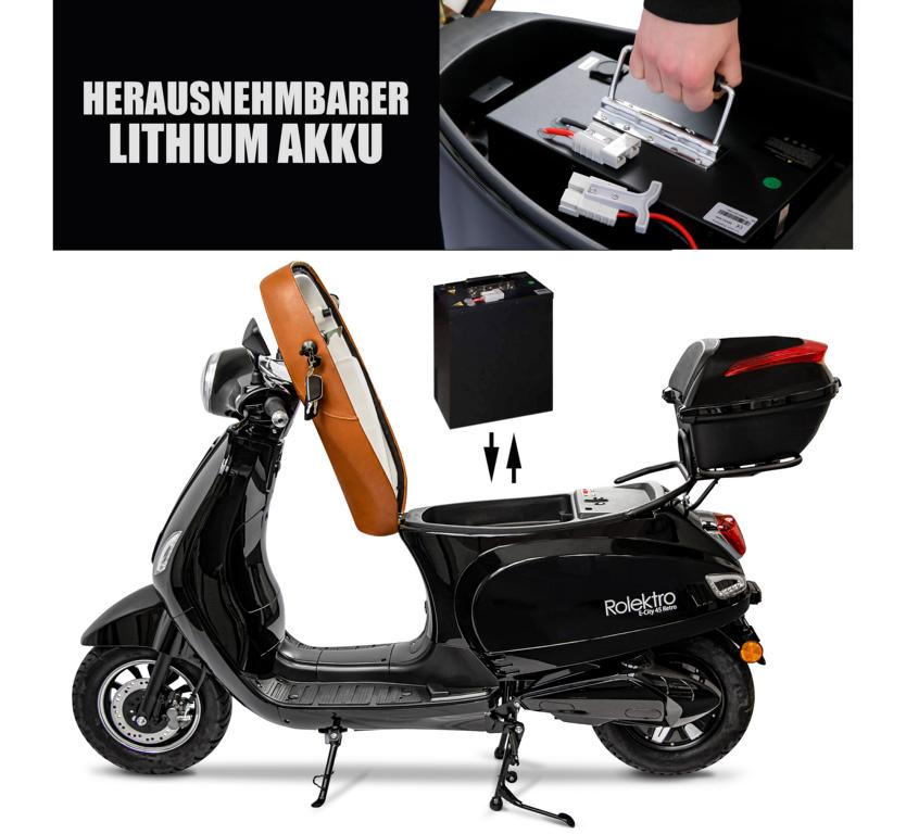 Rolektro, Retro 45 Lithium, V.2021, Schwarz, 2000 Watt – Bild 3