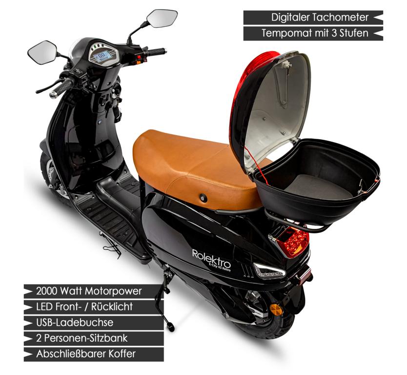 Rolektro, Retro 45 Lithium, V.2021, Schwarz, 2000 Watt – Bild 4