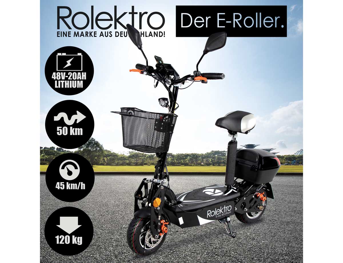 Rolektro Elektroroller E-Joy 45 Lithium, Schwarz – Bild 2