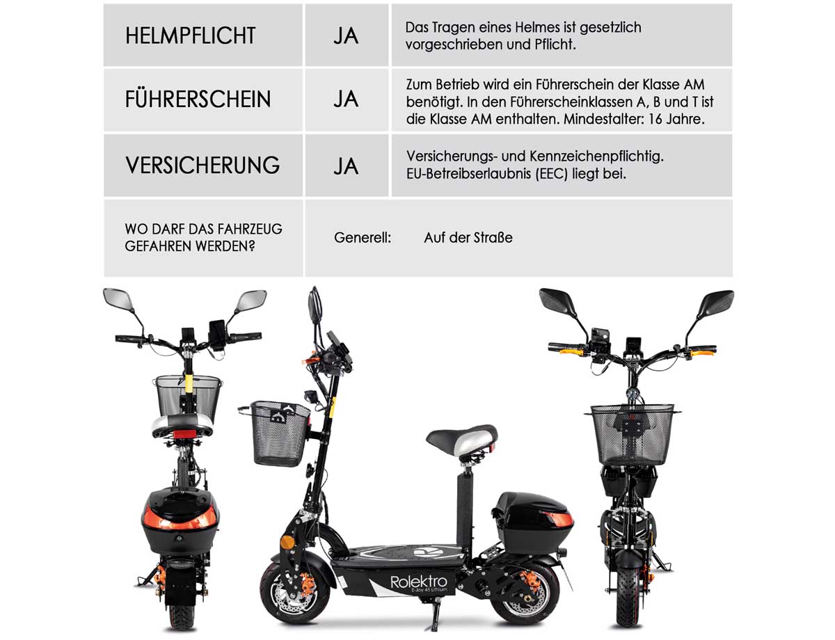 Rolektro Elektroroller E-Joy 45 Lithium, Schwarz – Bild 5