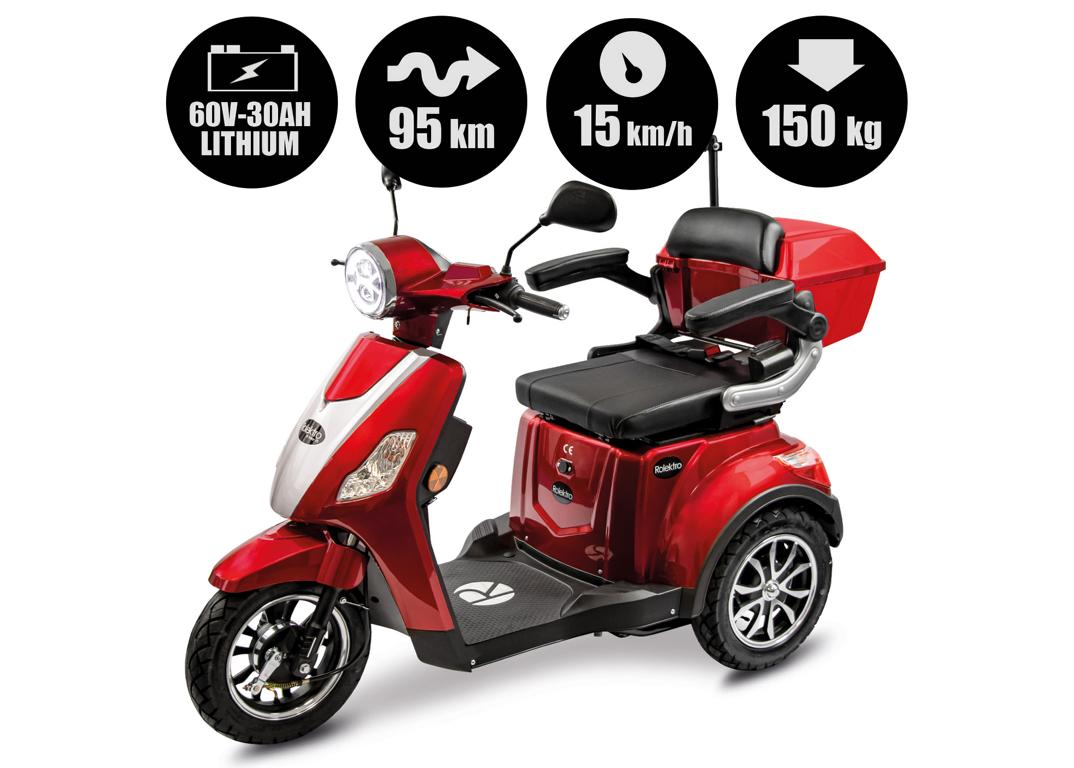 Rolektro, E-Trike 15 V.3 Lithium, Rot, 15 km/h, 1000 Watt – Bild 3