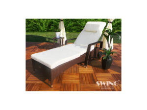 Polyrattan Gartenliege Rattan Sonnenliege "Relax" braun