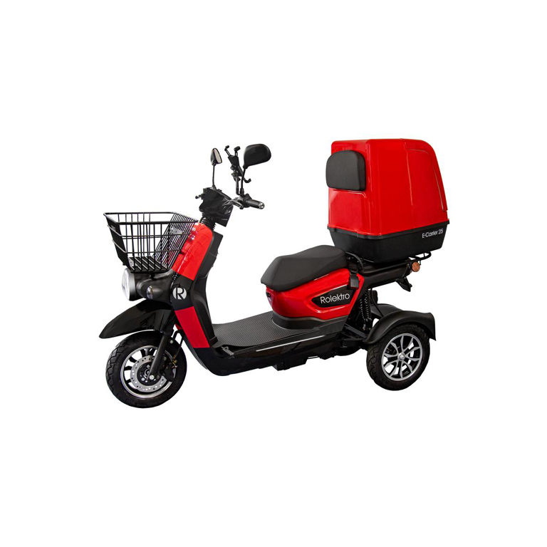Rolektro, E-Carrier 25, Rot, mit XXL-Koffer, Bleigel Akkus, 1000 Watt