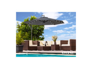 Luxus Sonnenschirm mit LED Beleuchtung Ampelschirm 300 cm Anthrazit