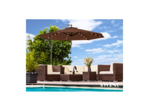 Luxus Sonnenschirm mit LED Beleuchtung Ampelschirm 300 cm Braun