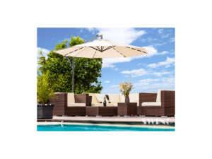 Luxus Sonnenschirm mit LED Beleuchtung Ampelschirm 300 cm Creme