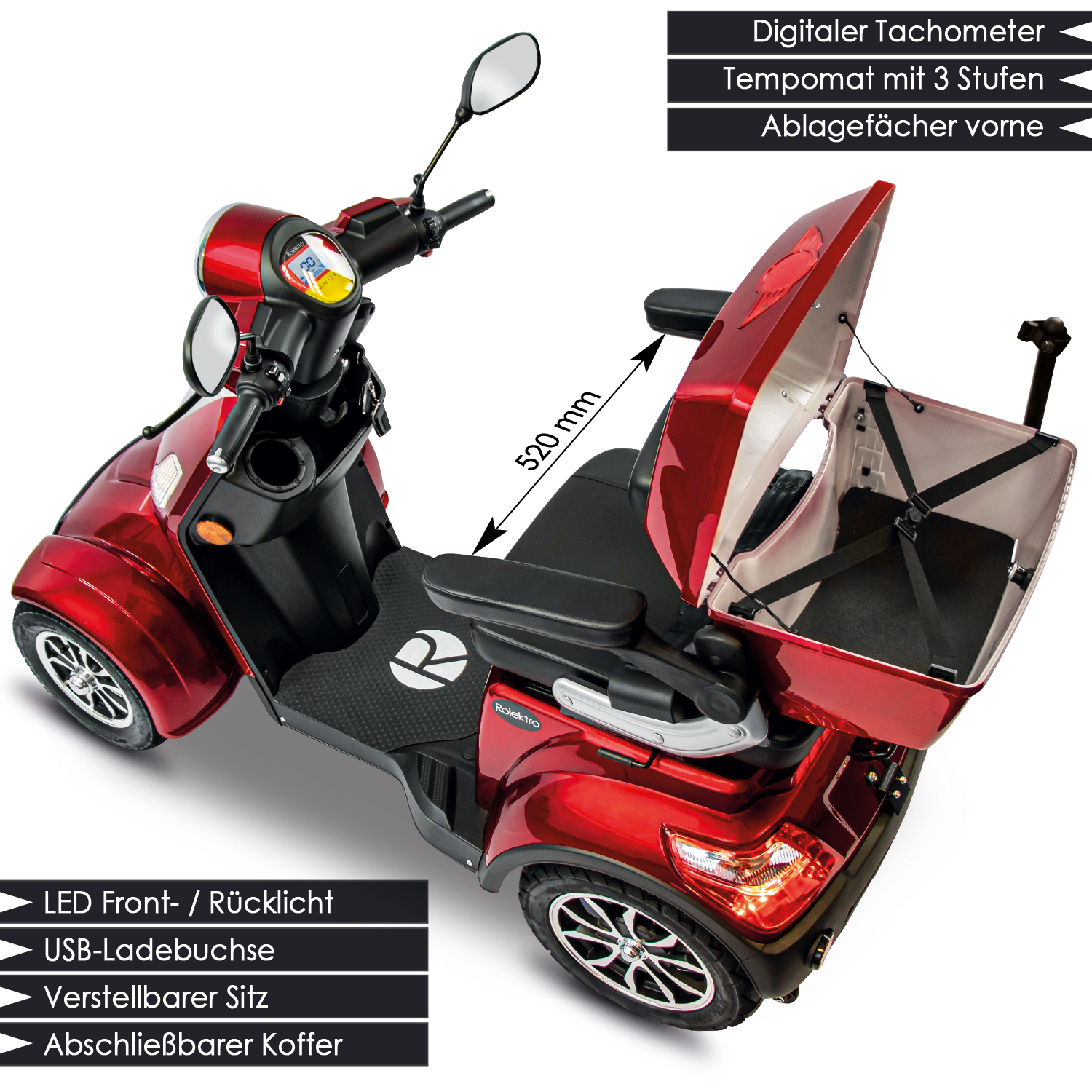 Rolektro, E-Quad 15 V.3 Lithium Akku, Rot 1000 Watt – Bild 8