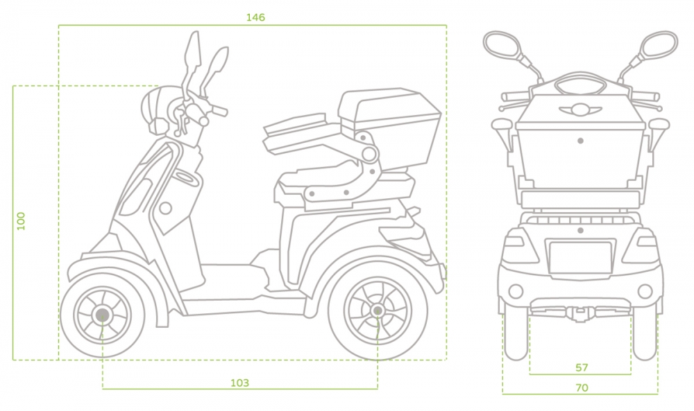 ECONELO J4000 Rot, 1000 Watt, 25 km/h Vierradroller – Bild 4