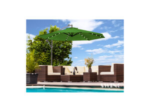 Luxus Sonnenschirm mit LED Beleuchtung Ampelschirm 300 cm Grün