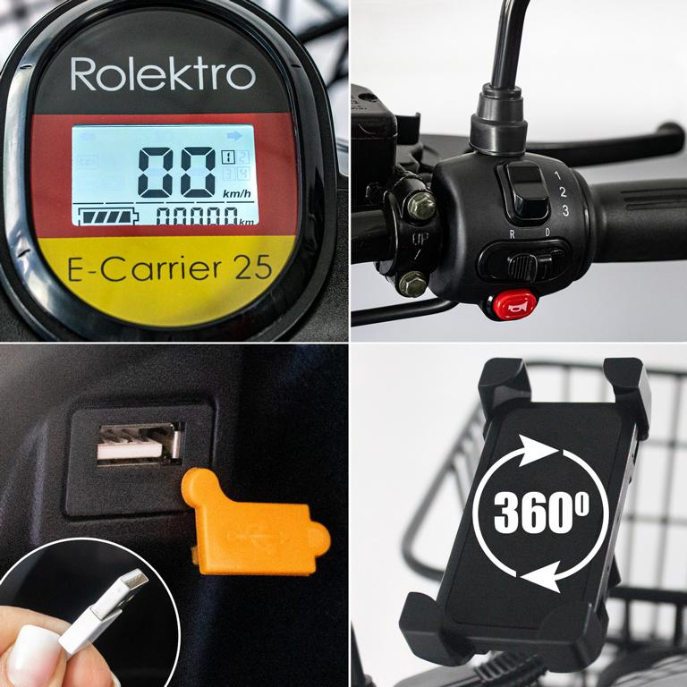 Rolektro, E-Carrier 25, Rot, mit XXL-Koffer, Bleigel Akkus, 1000 Watt – Bild 9
