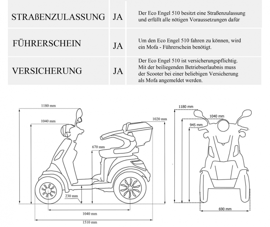 ECO ENGEL 510 Blau, 25 km/h 20 Ah Li-Io Akku Herausnehmbar – Bild 12