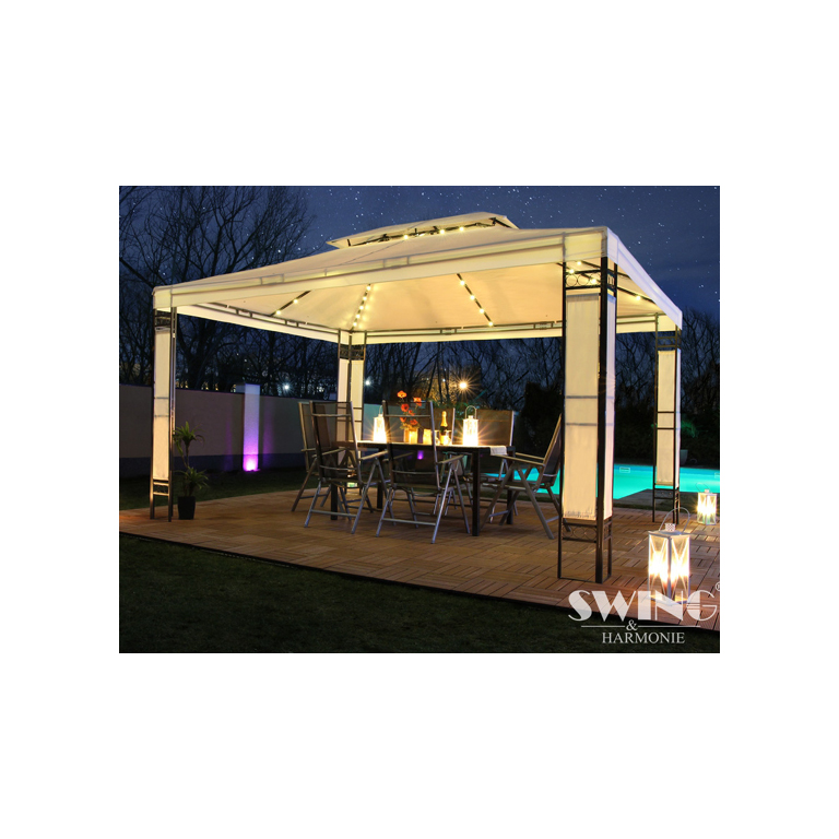 LED- Pavillon 3x4m Milano, 3x4m Pavillion Solar Beleuchtung Gartenzelt