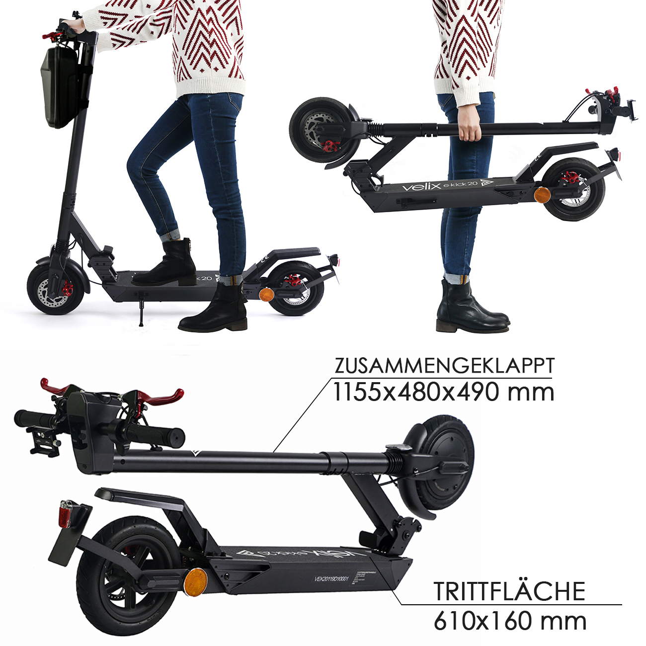 Velix E-Kick 20, V.2021 E-Scooter nach EkFV Lithium Batterie – Bild 3