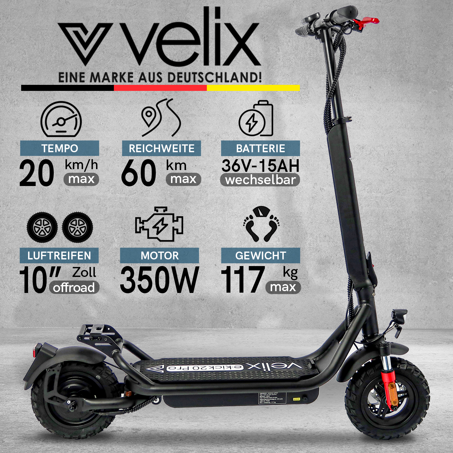Velix E-Kick 20 Pro E-Scooter - Elektroroller 350Watt Lithium – Bild 4